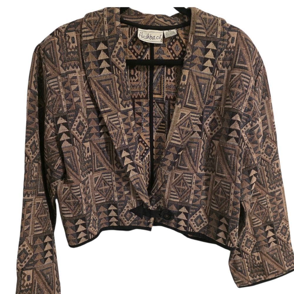 ✨ Flashback Vintage Aztec Cropped Jacket (Medium) ✨ BOHO - Picture 3 of 11